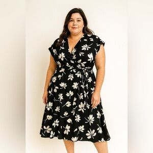 Lauren Ralph Lauren 100% Silk Dress Floral Flounce Midi Wrap Y2K Money Hawaii